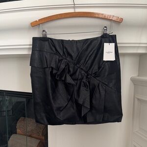 Black Ruffled Leather Skirt